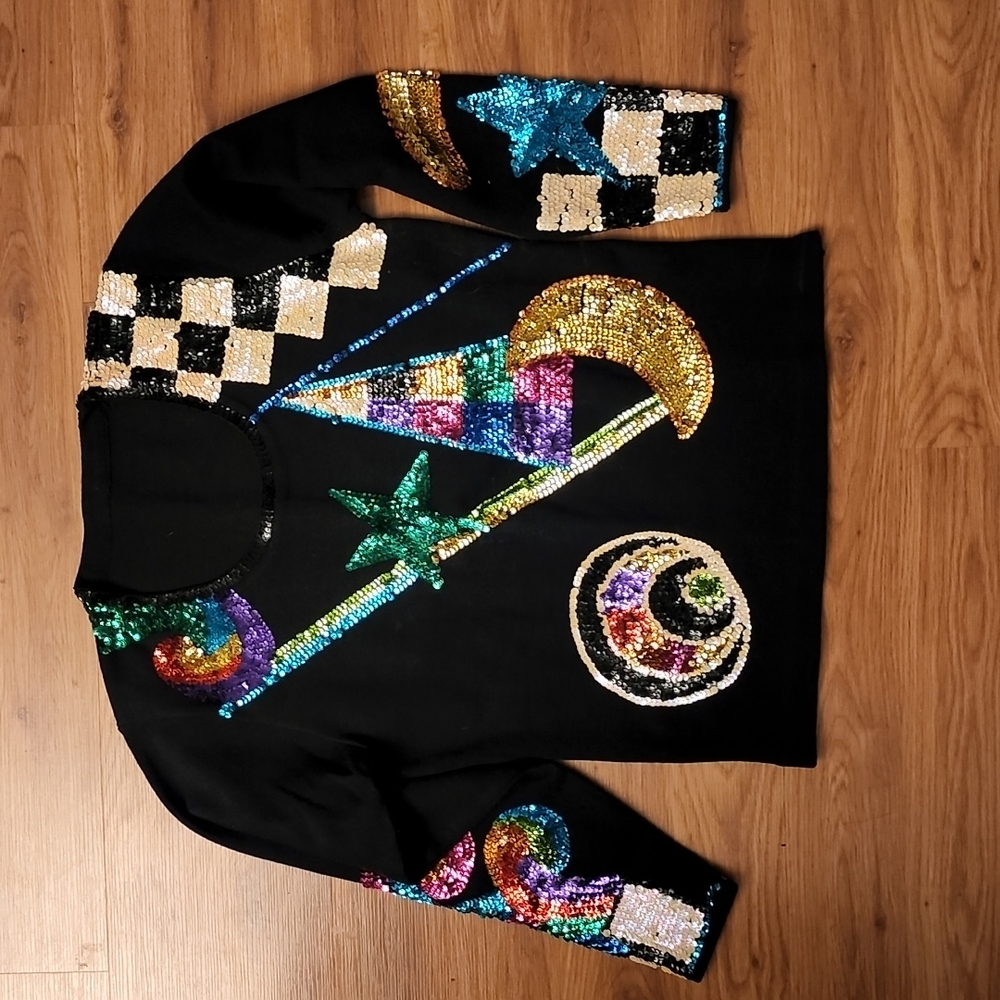 Sequin Colorful Sweater Vintage Retro